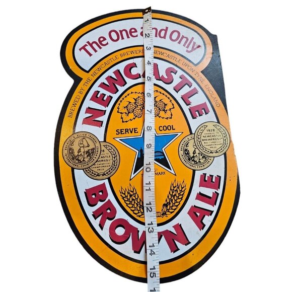Newcastle Brown Ale Sign The One And Only Fiberboard Beer Label Double Sided - Picture 3 of 15